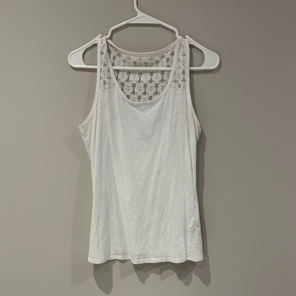 Signature White Lace Accent Tank Top